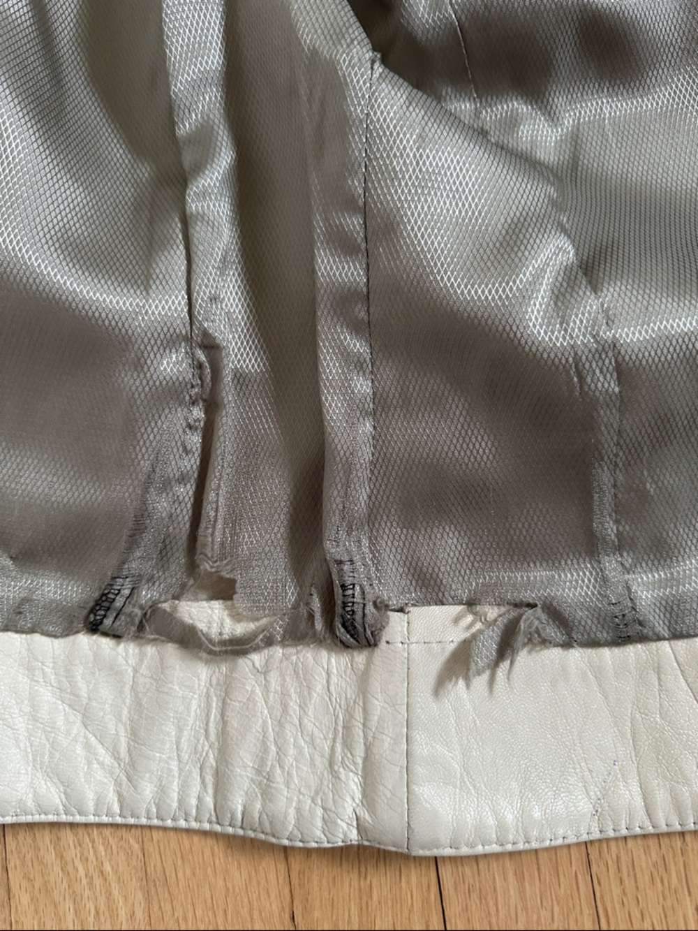 Vintage 90s Bod & Christensen cream leather moto jacket - Picture 13 of 14